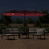 Vidaxx parasol dobbelttag med LED 449x265 cm bordeaux