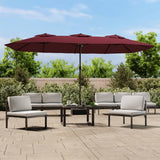 Vidaxx parasol dobbelttag med LED 449x265 cm bordeaux