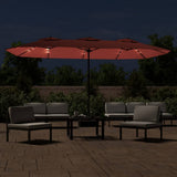 Vidaxx parasol dobbelttag med LED 449x265 cm terracotta farvet