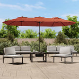 Vidaxx parasol dobbelttag med LED 449x265 cm terracotta farvet