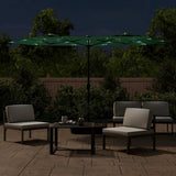Vidaxx parasol dobbelt med lysdioder 316x145 cm grøn