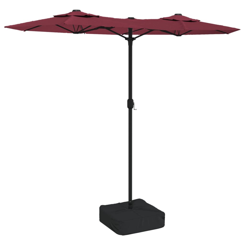Vidaxx Parasol Double Roof med LED 316x240 cm Bourgogne