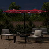 Vidaxx Parasol Double Roof med LED 316x240 cm Bourgogne
