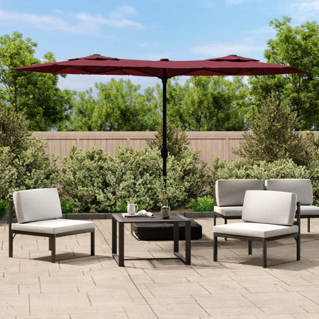 Vidaxx Parasol Double Roof med LED 316x240 cm Bourgogne
