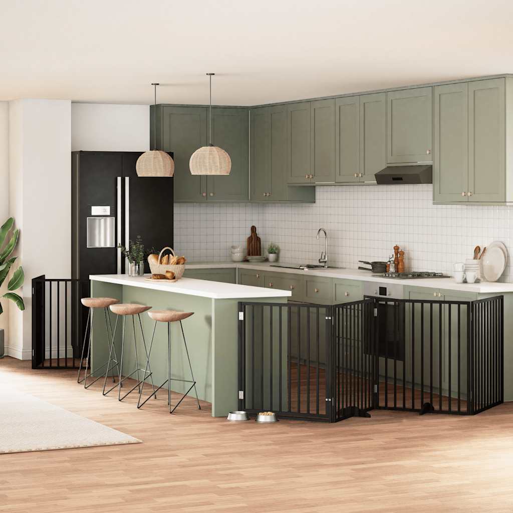 Vidaxl hondenhek inklapbaar 12 panelen 960 cm populierenhout zwart
