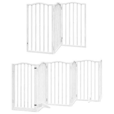 Vidaxl hondenhek inklapbaar met deur 15 panelen 750cm populierhout wit