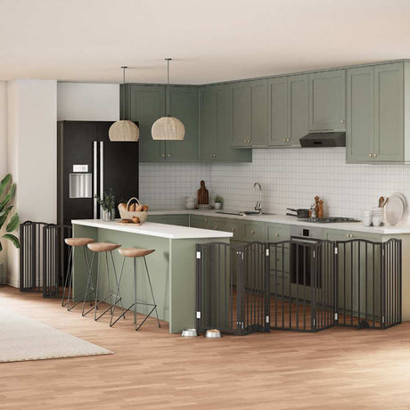 Vidaxl hondenhek inklapbaar 15 panelen 750 cm populierenhout zwart