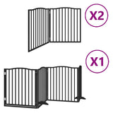 Vidaxl hondenhek inklapbaar 8 panelen 640 cm populierenhout zwart