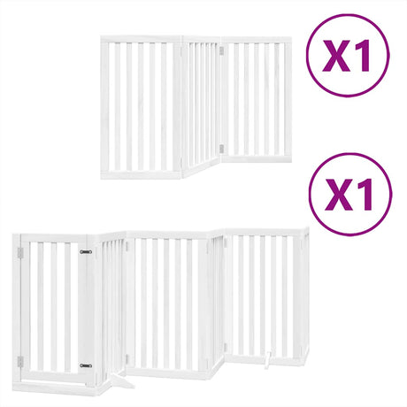 Vidaxl hondenhek inklapbaar met deur 9 panelen 450 cm populierhout wit