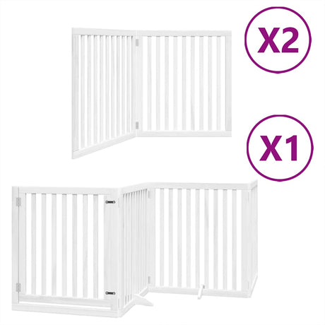 Vidaxl hondenhek inklapbaar met deur 8 panelen 640 cm populierhout wit