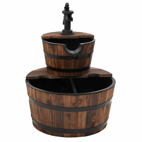 VIDAXXL Vand springvand med pumpe 44.5x44.5x58 cm fast fyrretræ