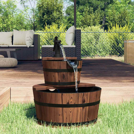 VIDAXXL Vand springvand med pumpe 44.5x44.5x58 cm fast fyrretræ
