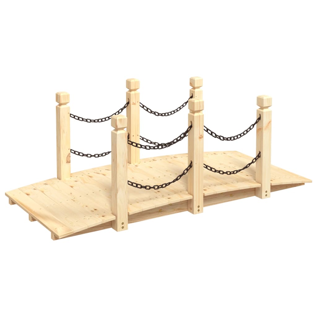 Vidaxl Garden Bridge med kædeskinner 150x67x56 cm fast fyrretræ