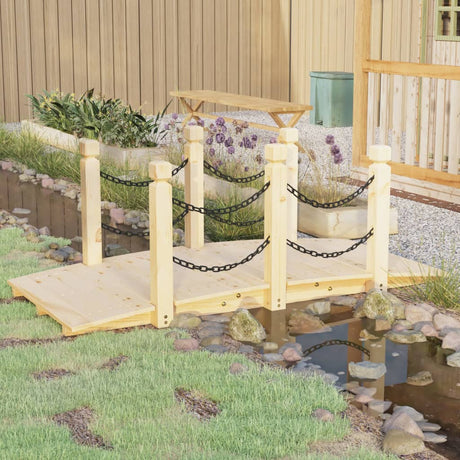 Vidaxl Garden Bridge med kædeskinner 150x67x56 cm fast fyrretræ