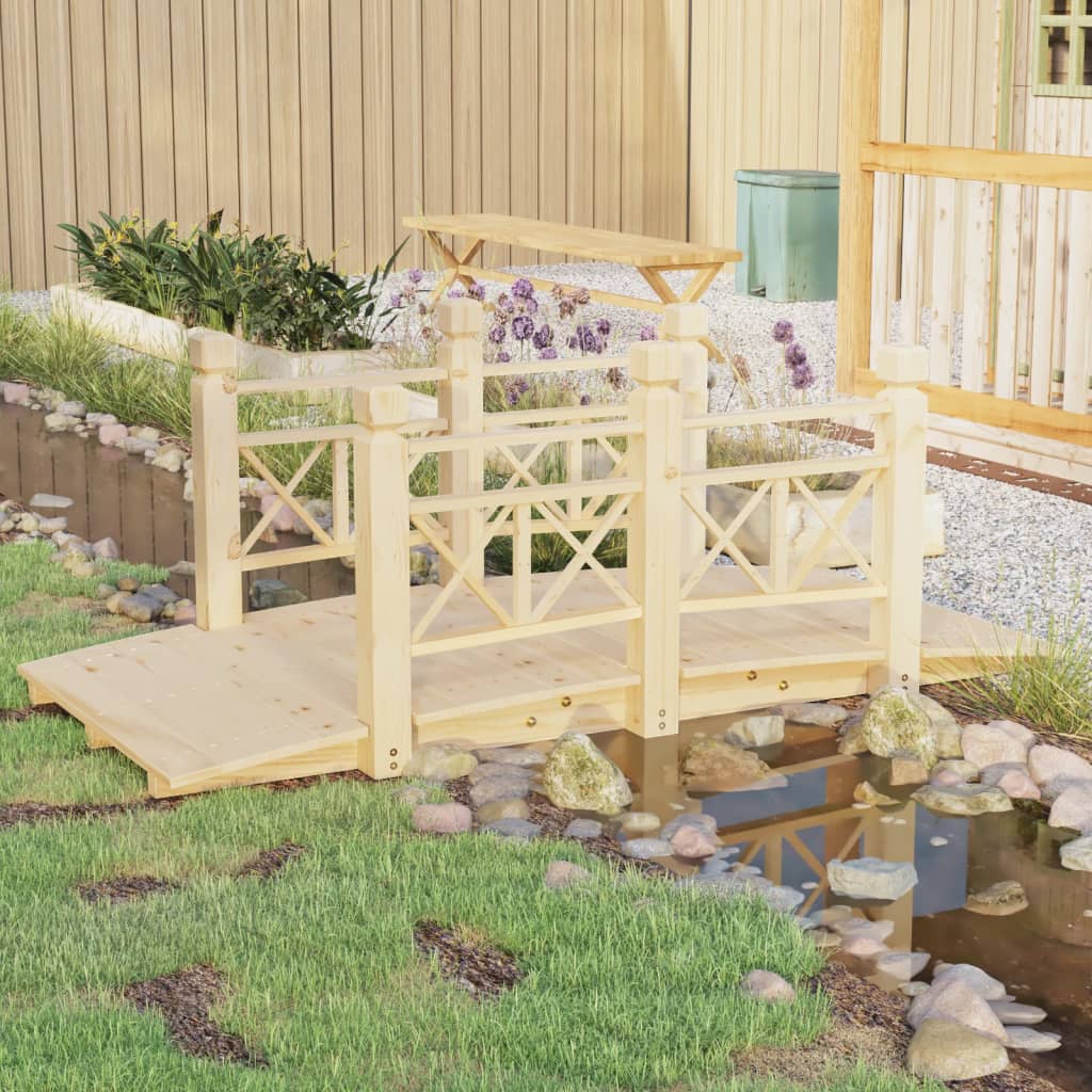 Vidaxx Garden Bridge med gelænder 150x67x56 cm fast fyrretræ