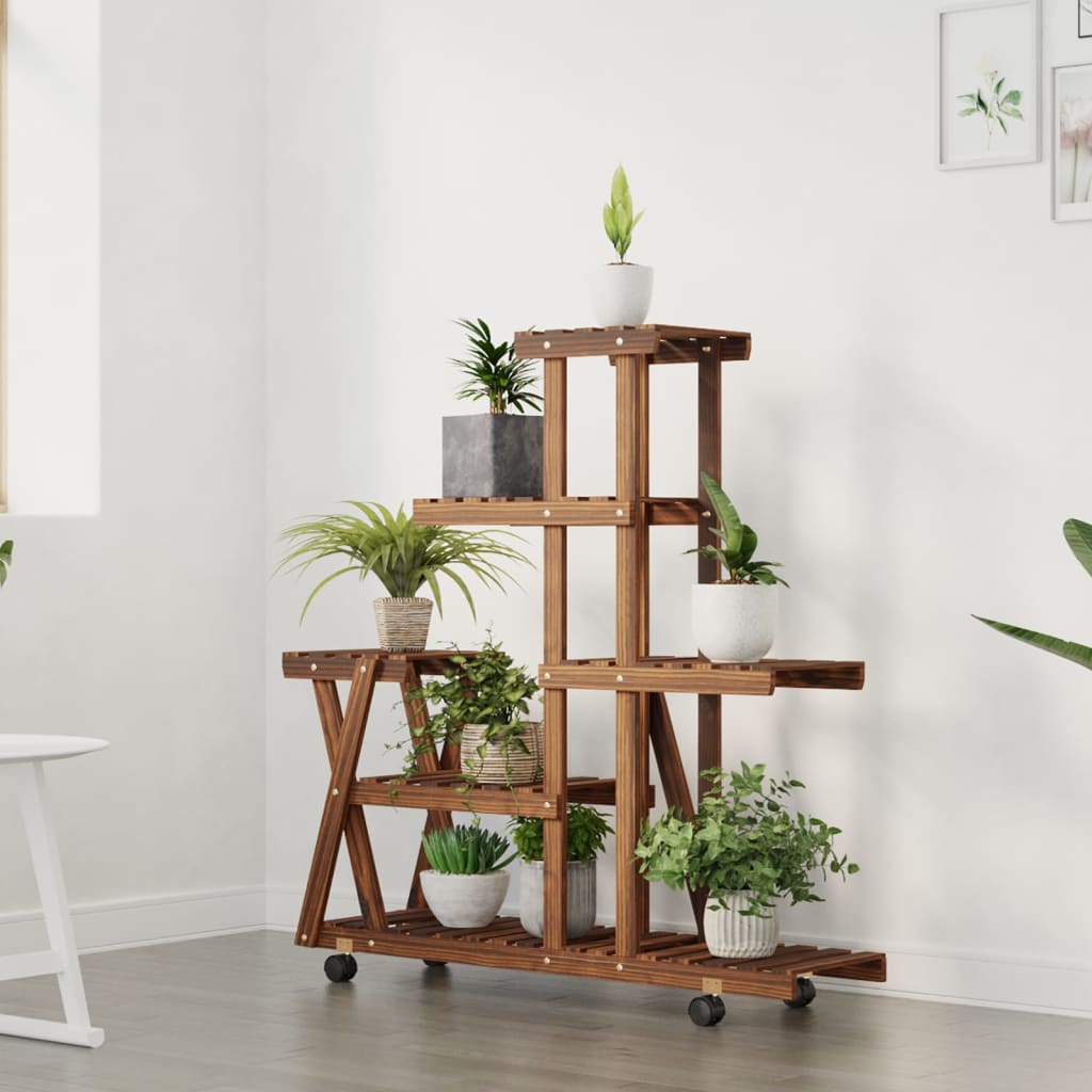 Vidaxx Plant Stand med hjul 95x25x101 cm Solid fyrretræ