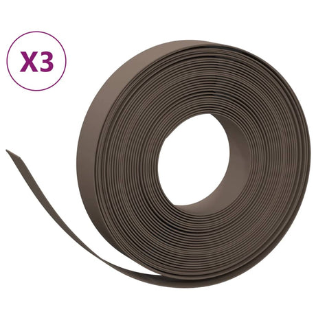 Vidaxl havekanter 3 stk 10 m 10 cm polyethylenbrun