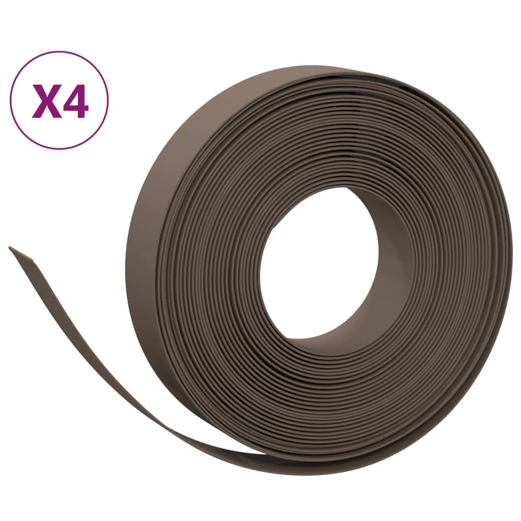 Vidaxl havekanter 4 stk 10 m 10 cm polyethylenbrun