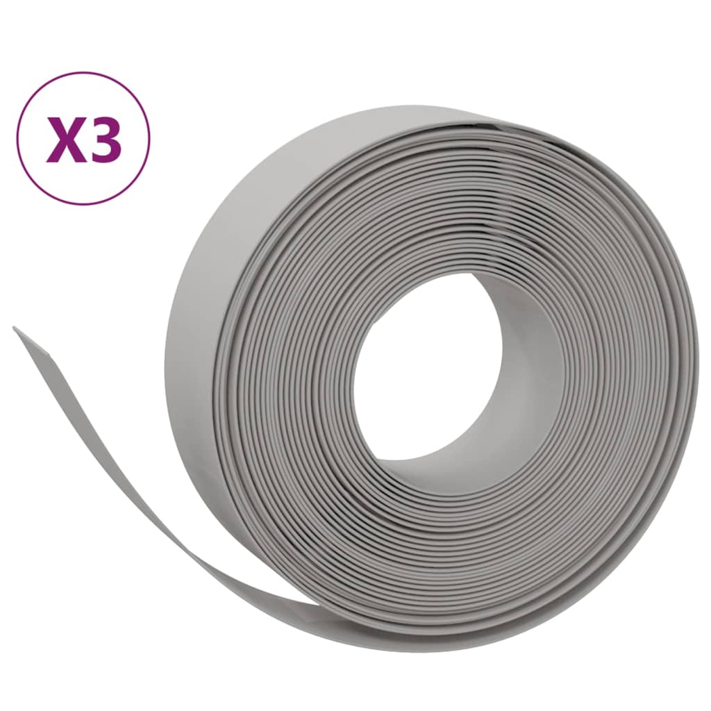 Vidaxl havekanter 3 stk 10 m 15 cm polyethylen grå