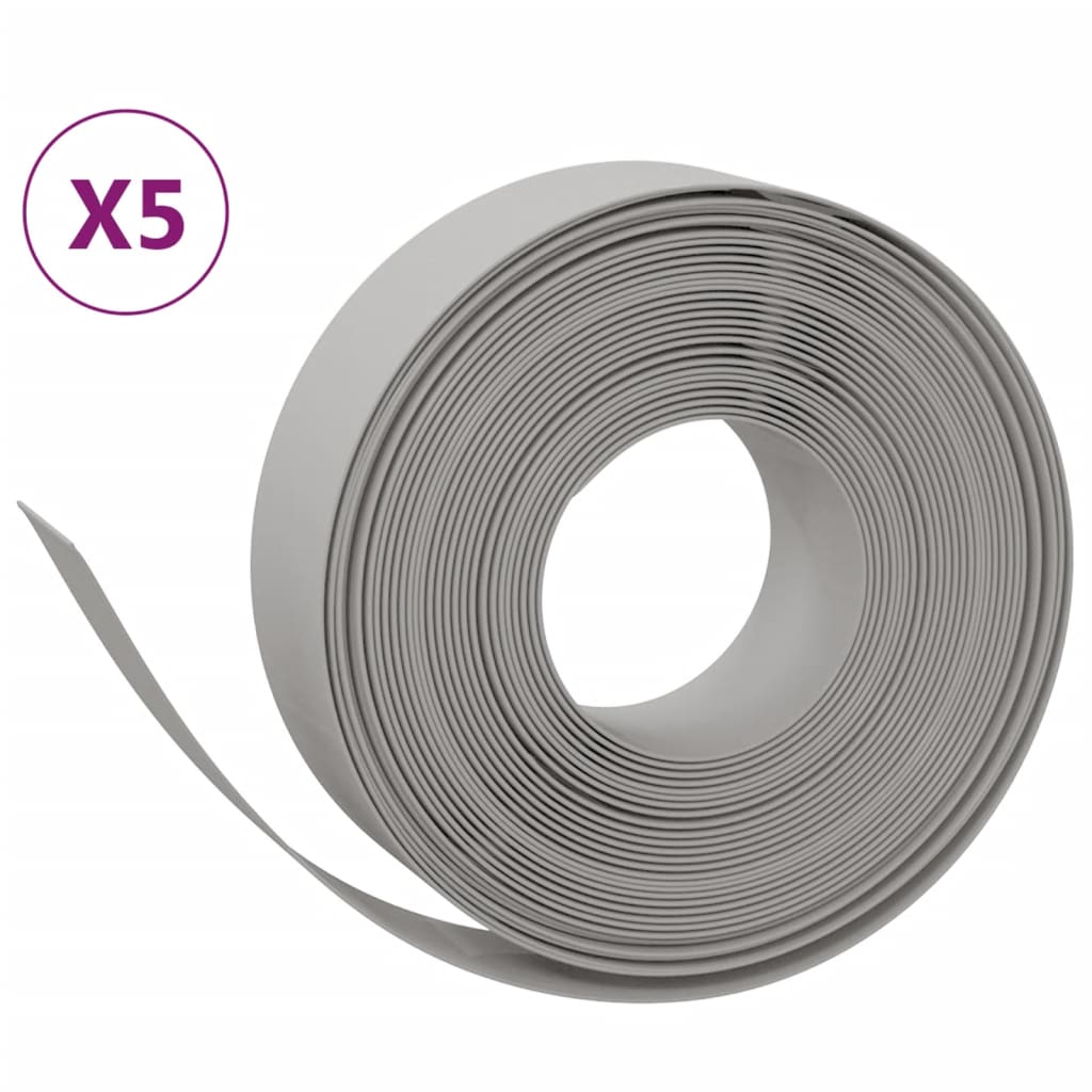 Vidaxl havekanter 5 stk 10 m 15 cm polyethylen grå