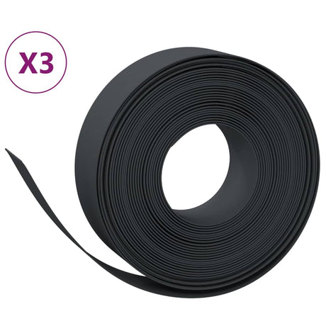Vidaxl havekanter 3 stk 10 m 15 cm polyethylen sort