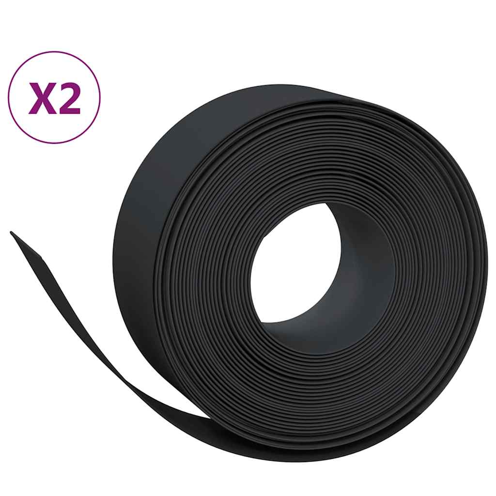 Vidaxl havekanter 2 stk 10 m 20 cm polyethylen sort
