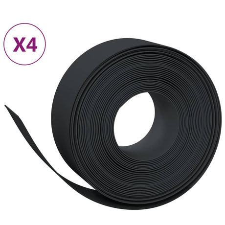 Vidaxl havekanter 4 stk 10 m 20 cm polyethylen sort