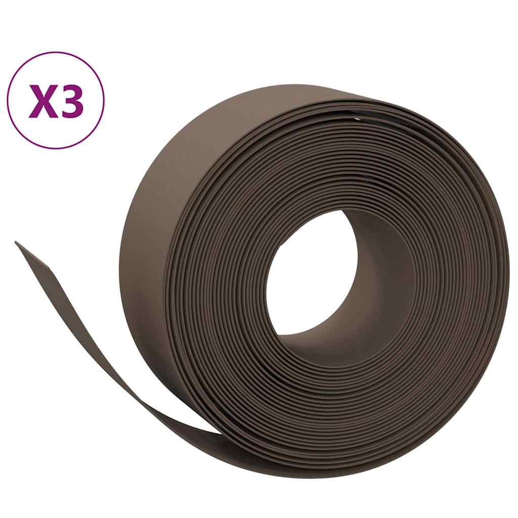 Vidaxl havekanter 3 stk 10 m 20 cm polyethylenbrun