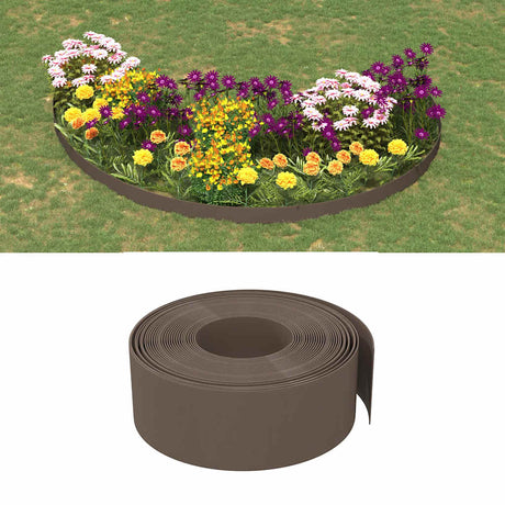 Vidaxl havekanter 3 stk 10 m 20 cm polyethylenbrun