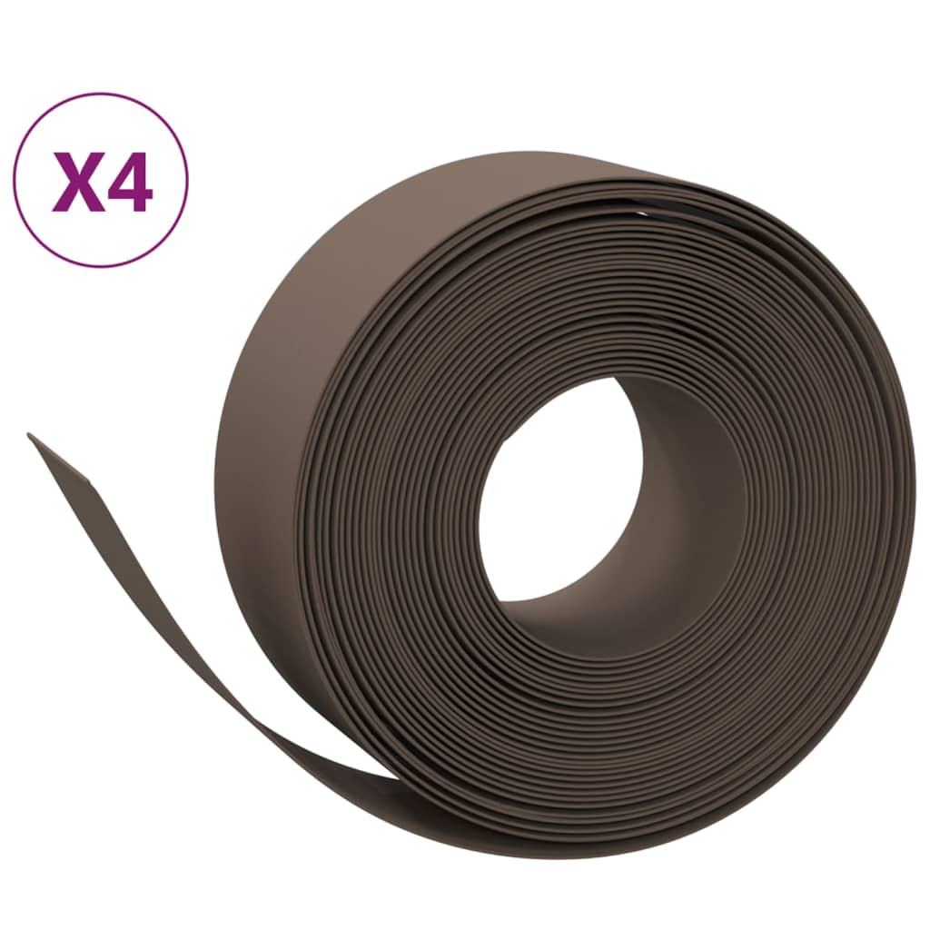 Vidaxl havekanter 4 stk 10 m 20 cm polyethylenbrun