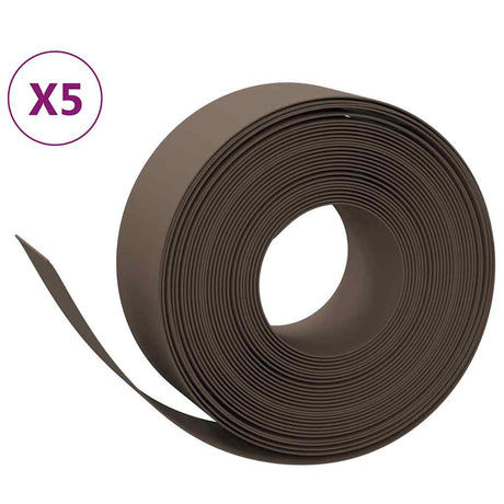 Vidaxl havekanter 5 stk 10 m 20 cm polyethylenbrun