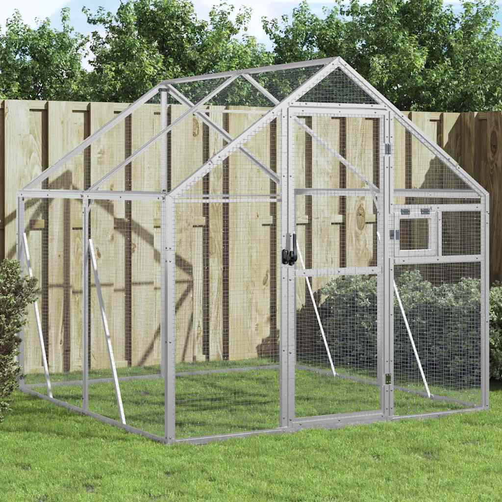 Vidaxl volière 1,79x2x1,85 m aluminium zilverkleurig