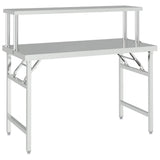 Vidaxl keukenwerktafel met bovenschap 120x60x115 cm roestvrij staal