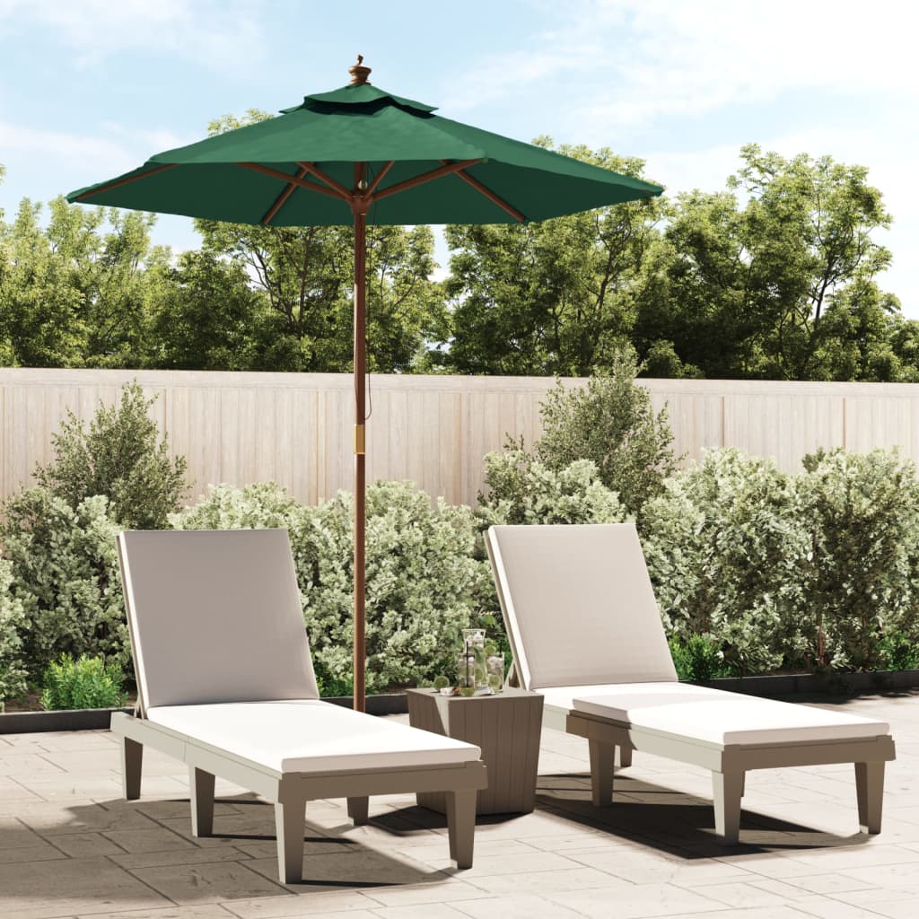 Vidaxl -parasol med træpol 196x231 cm grøn