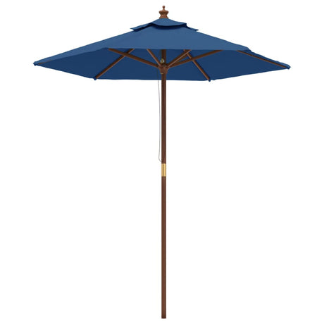 Vidaxl parasol met houten paal 196x231 cm azuurblauw
