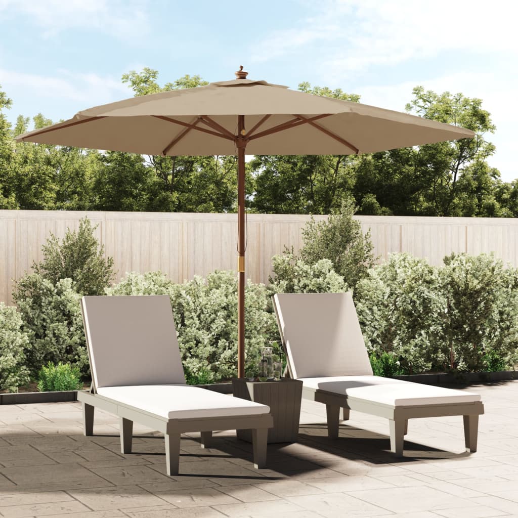 Vidaxx -parasol med træpol 299x240 cm taupe