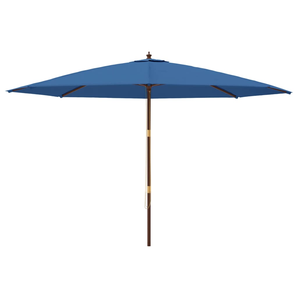 Vidaxl parasol met houten paal 400x273 cm azuurblauw