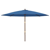 Vidaxl parasol met houten paal 400x273 cm azuurblauw