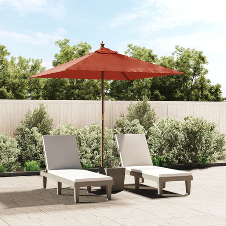 Vidaxx Parasol med træpol 198x198x231 cm terracotta farvet