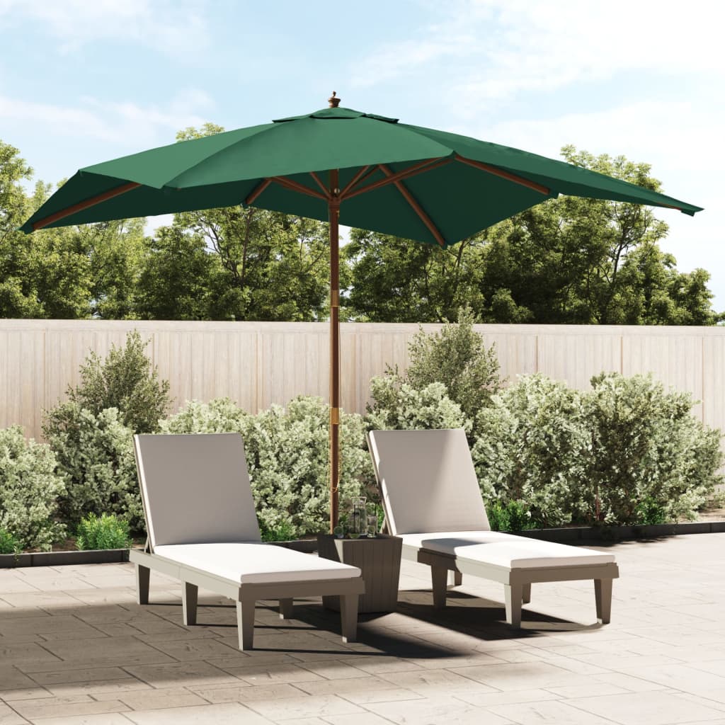 Vidaxx -parasol med træpol 300x300x273 cm grøn