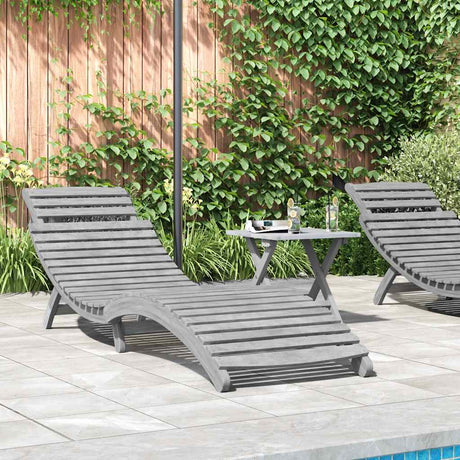 Vidaxl ligbed 184x55x64 cm massief acaciahout grijs