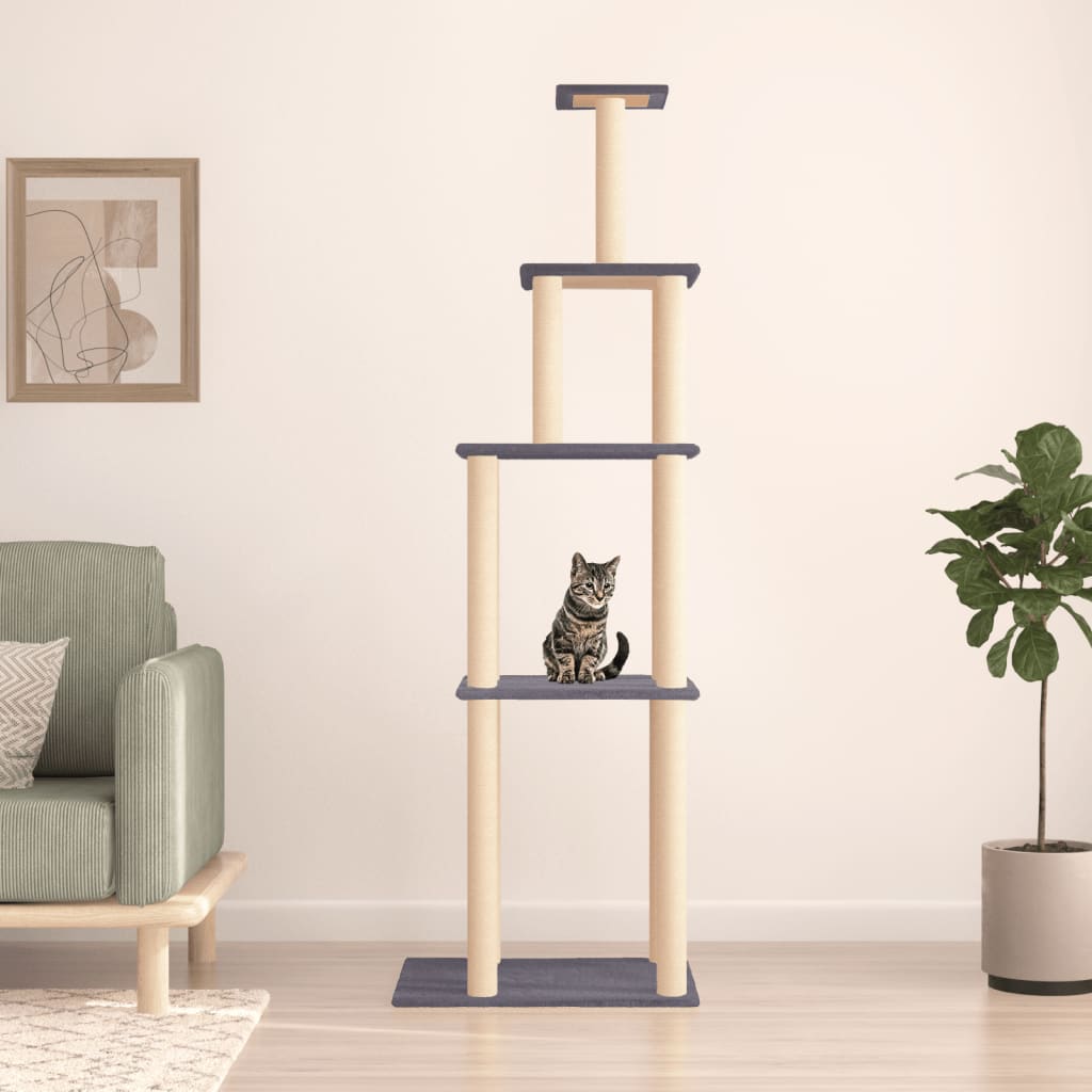 Vidaxl kattemøbler med sisal skrabe poster 183 cm mørkegrå