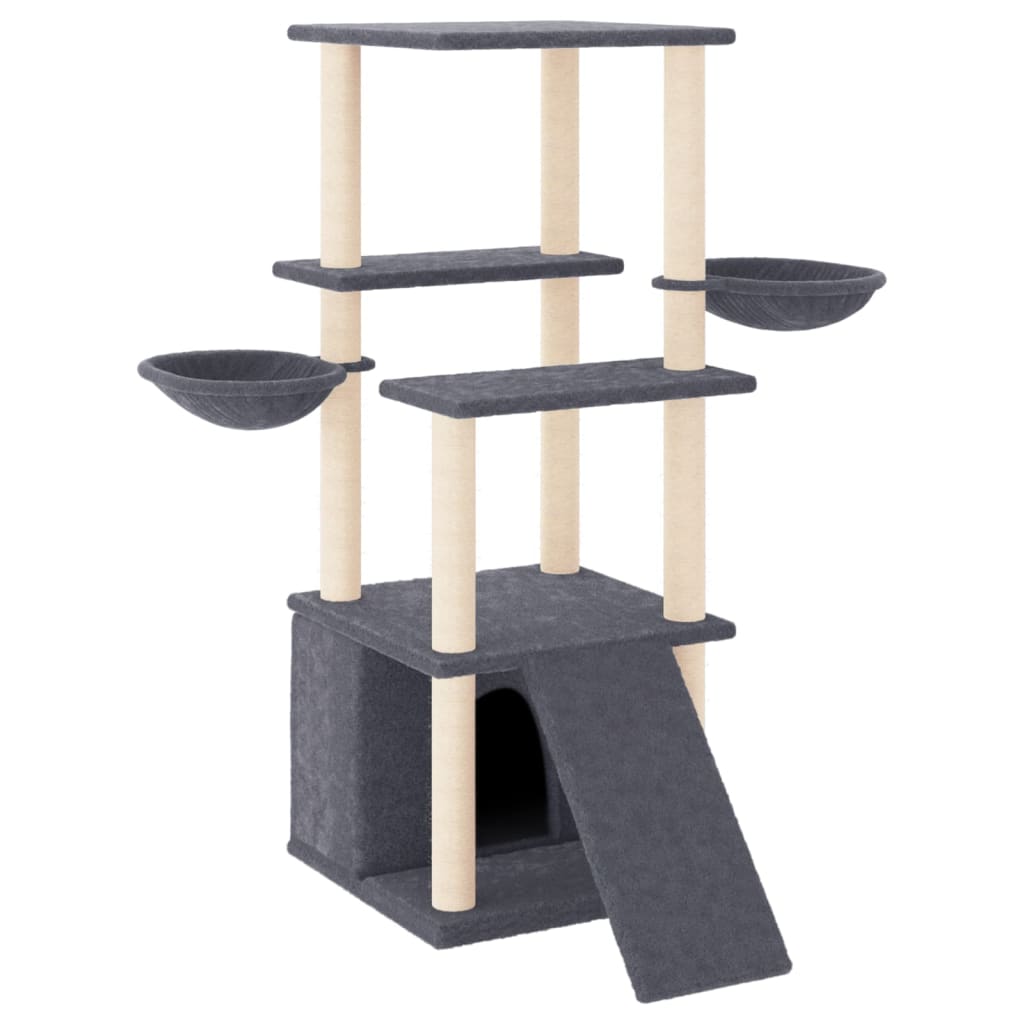 Vidaxl kattemøbler med sisal skrabe poster 133 cm mørkegrå