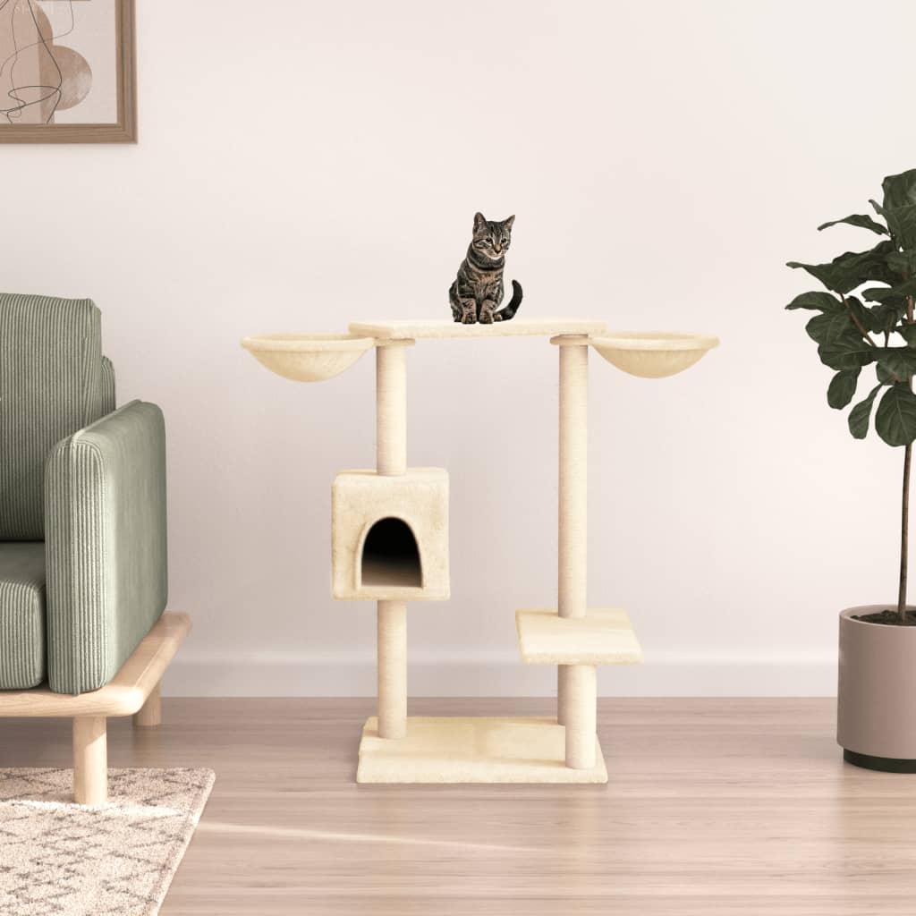 Vidaxl kattemøbler med ridse stolper 82 cm creme -farvet