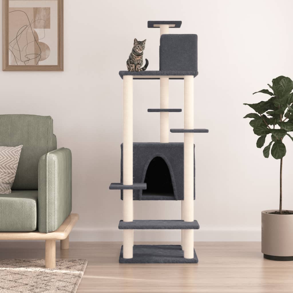Vidaxl kattemøbler med sisal skrabe stillinger 154 cm mørkegrå