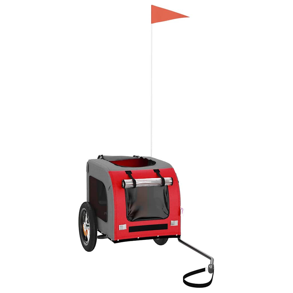 Vidaxl hondenfietstrailer oxford stof en ijzer rood en grijs
