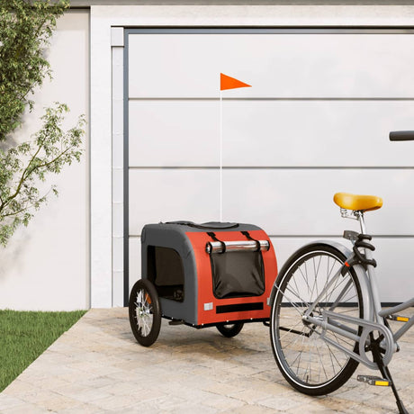 Vidaxl Dog Bike Trailer Oxford Stof og Iron Orange og Gray