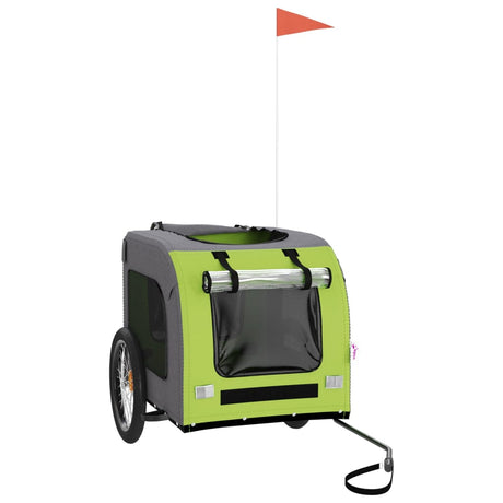 Vidaxl Dog Bike Trailer Oxford stof og jerngrøn og grå