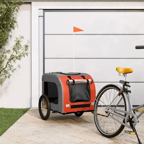 Vidaxl Dog Bike Trailer Oxford Stof og Iron Orange og Gray