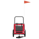 Vidaxl fietskar voor huisdieren rood en grijs 124,5 x 63,5 x 53 cm